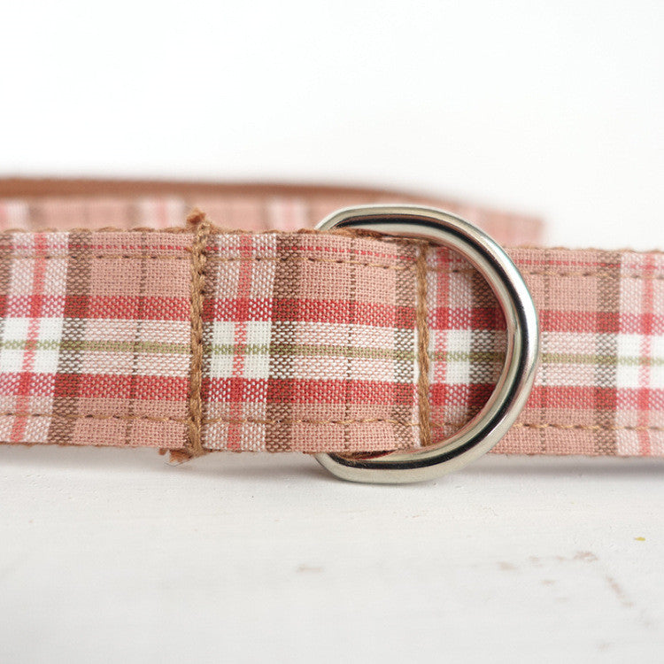 KFX-1801277 Comfortable Plaid Dog Leash with Traction Belt - Orange Lattice Design, Available in Multiple Sizes