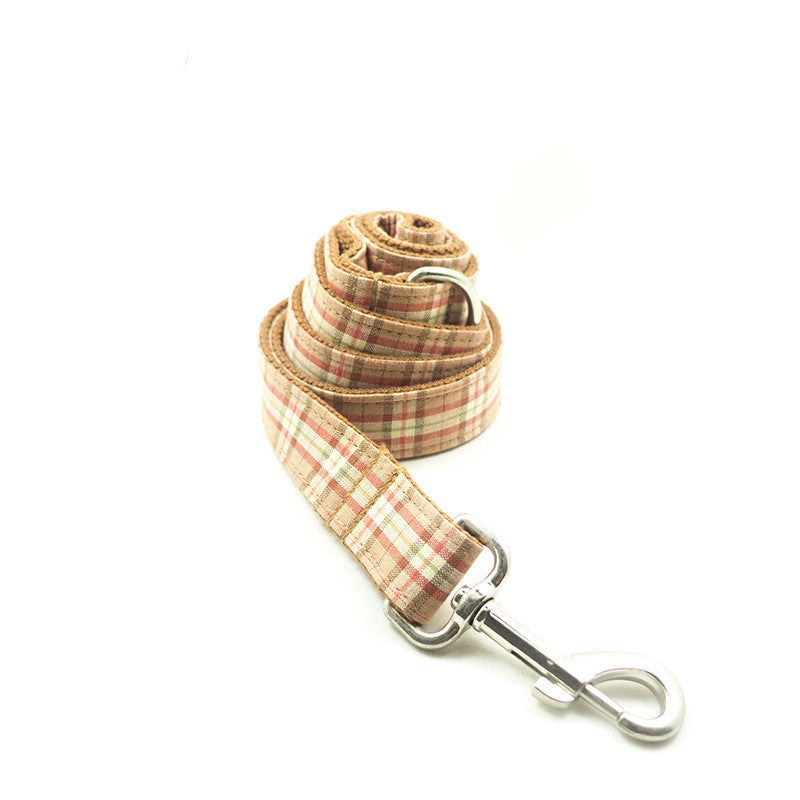 KFX-1801277 Comfortable Plaid Dog Leash with Traction Belt - Orange Lattice Design, Available in Multiple Sizes