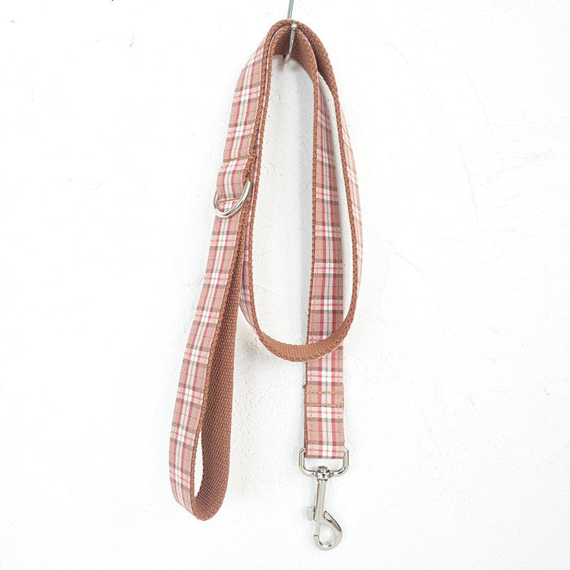 KFX-1801277 Comfortable Plaid Dog Leash with Traction Belt - Orange Lattice Design, Available in Multiple Sizes