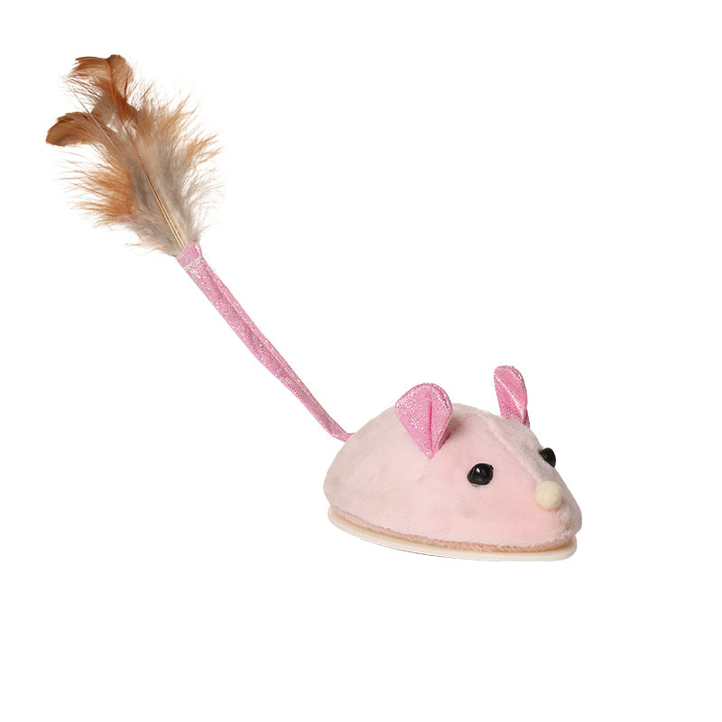 KFX-1802301 Electric Mouse Cat Stick Toy – Interactive Gnawing Toy for Cats, 17x10x8cm, Grey/Purple/Pink