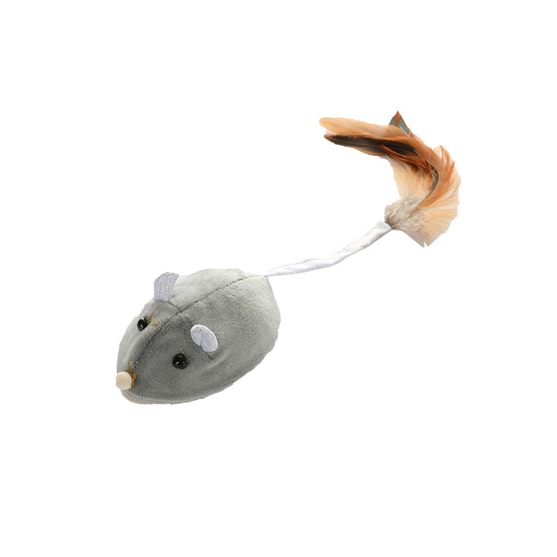 KFX-1802301 Electric Mouse Cat Stick Toy – Interactive Gnawing Toy for Cats, 17x10x8cm, Grey/Purple/Pink