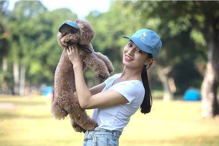 KFX-1804861 Canvas Parent-Child Outdoor Picnic Caps - Available in Black, Pink, and Blue for Pets and Owners