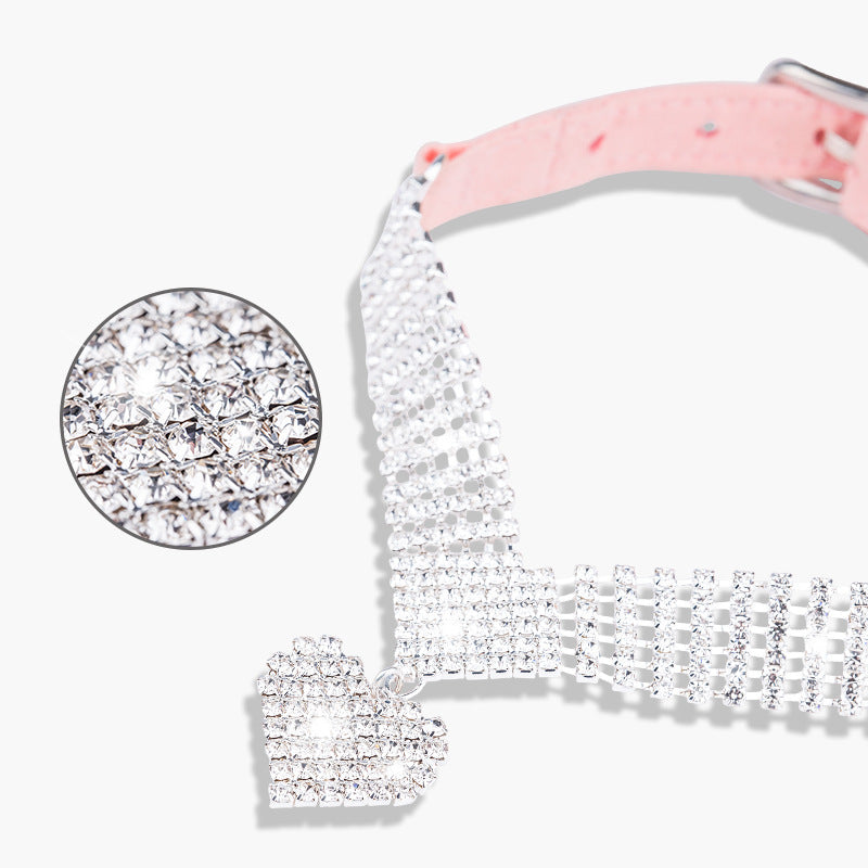 KFX-1805245 Soft Suede Diamond Cat Collar in Pink or Purple with Adjustable Size
