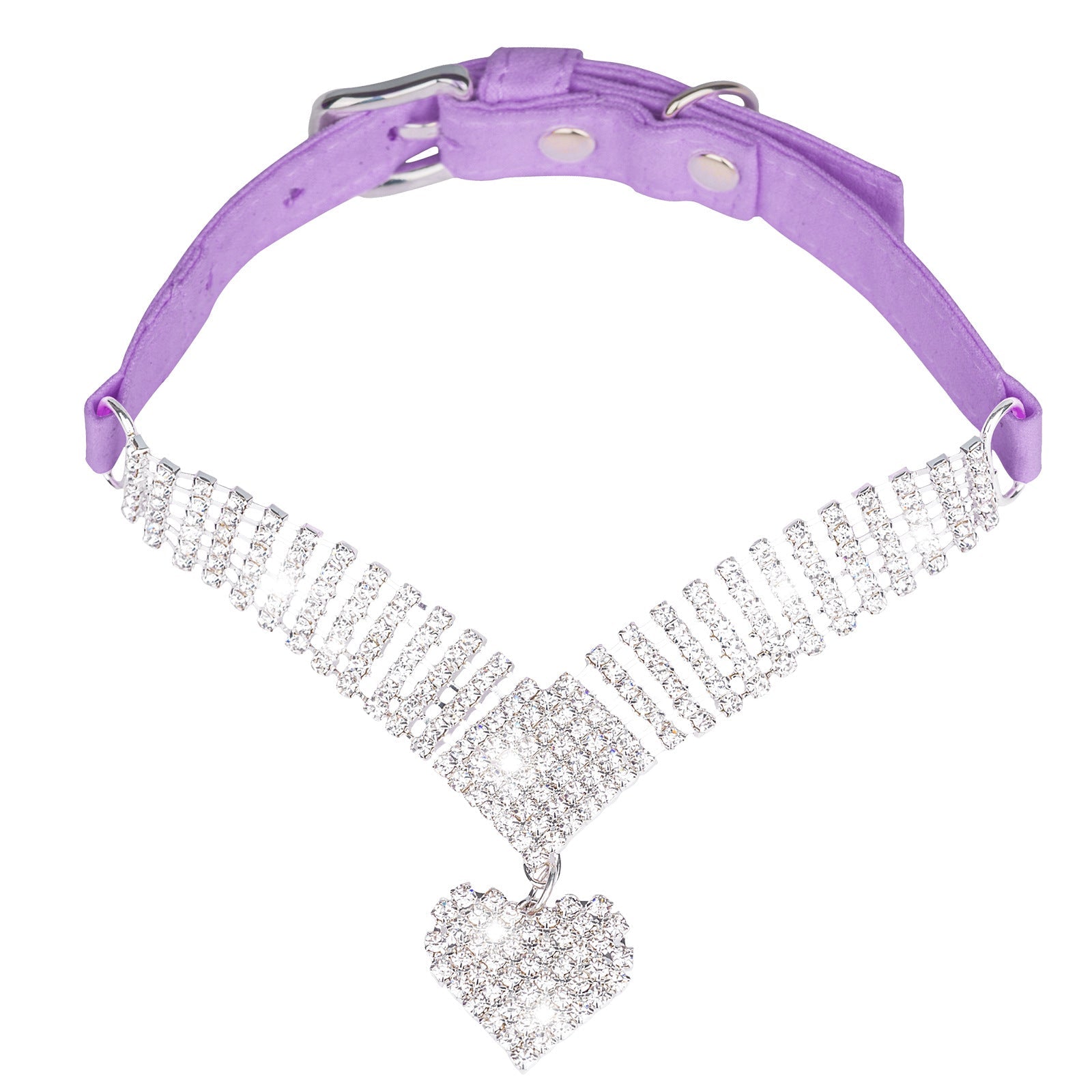 KFX-1805245 Soft Suede Diamond Cat Collar in Pink or Purple with Adjustable Size