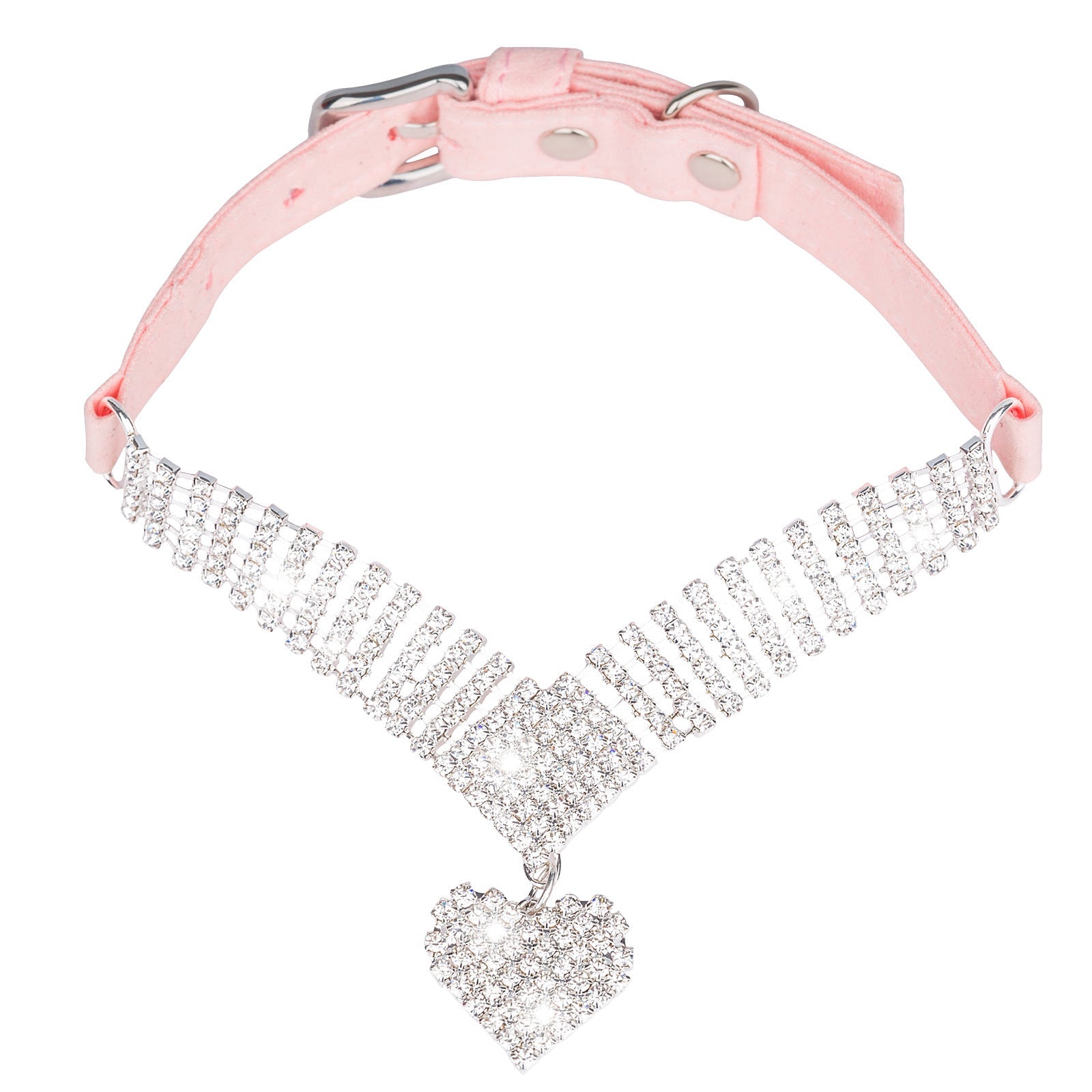 KFX-1805245 Soft Suede Diamond Cat Collar in Pink or Purple with Adjustable Size