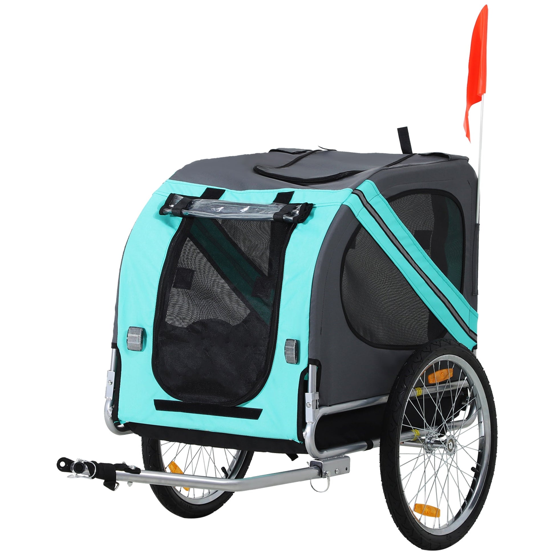 KFX-1808701 Pet Bike Trailer with Large Wheels and Multiple Entrances - Green, Weather-Resistant Design for Medium Dogs