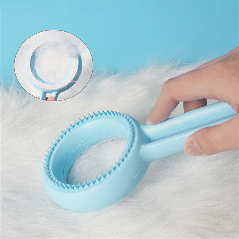 KFX-1808829 Double-Sided Cat and Dog Hair Remover & Comb - Steamed Cat Ear Design, ABS + TPR Material, Blue/Red/White