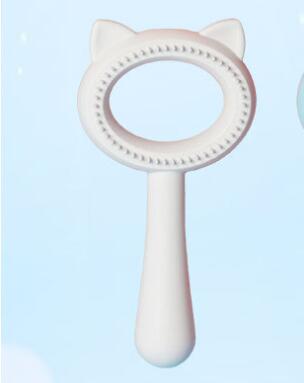 KFX-1808829 Double-Sided Cat and Dog Hair Remover & Comb - Steamed Cat Ear Design, ABS + TPR Material, Blue/Red/White