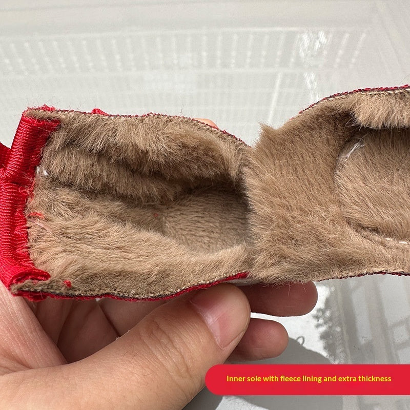 KFX-1809853 Winter Dog Shoes with Cotton Padding and Button Details - Set of 2 Pairs, Non-slip and Wear-resistant