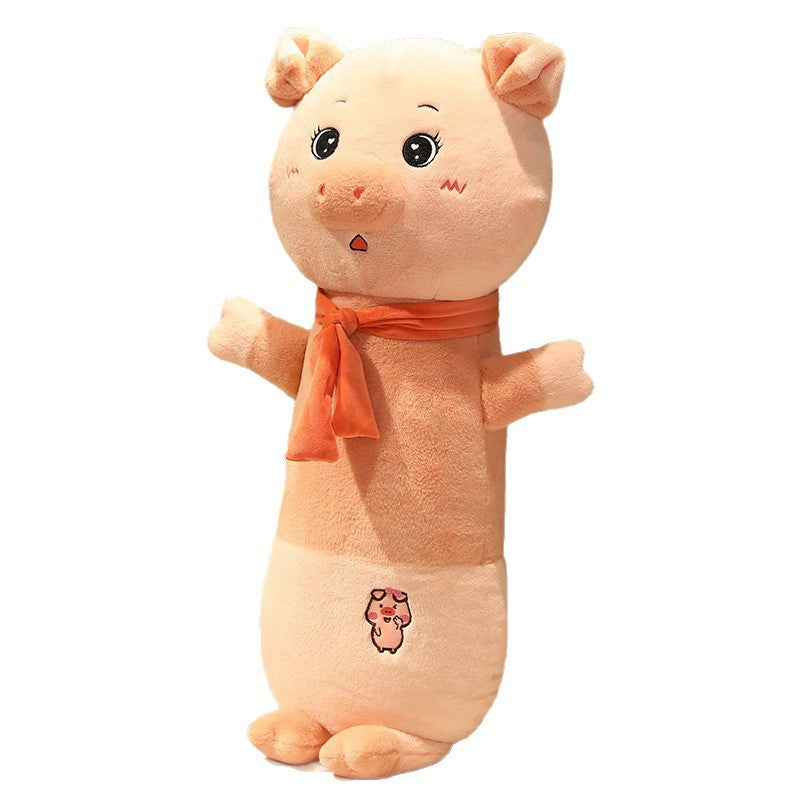 KFX-1812669 Cute Cartoon Long Plush Pillow - Pig, Frog, Rabbit Design, Available in 60cm, 80cm, 100cm Sizes