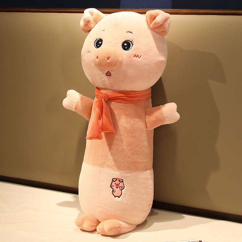KFX-1812669 Cute Cartoon Long Plush Pillow - Pig, Frog, Rabbit Design, Available in 60cm, 80cm, 100cm Sizes