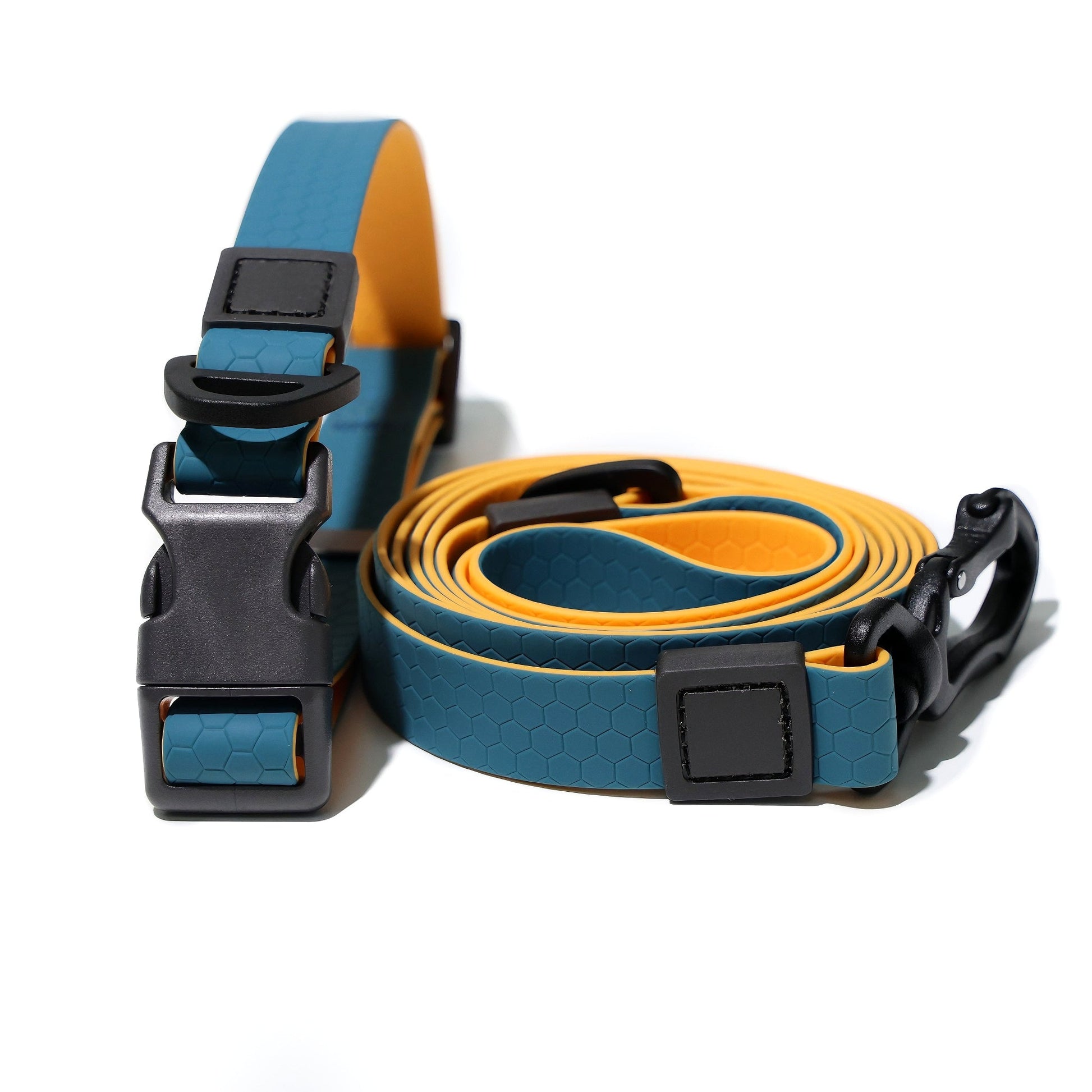 KFX-1812797 Honeycomb Embossed Dual-Color Waterproof Dog Leash Set with Enhanced Grip