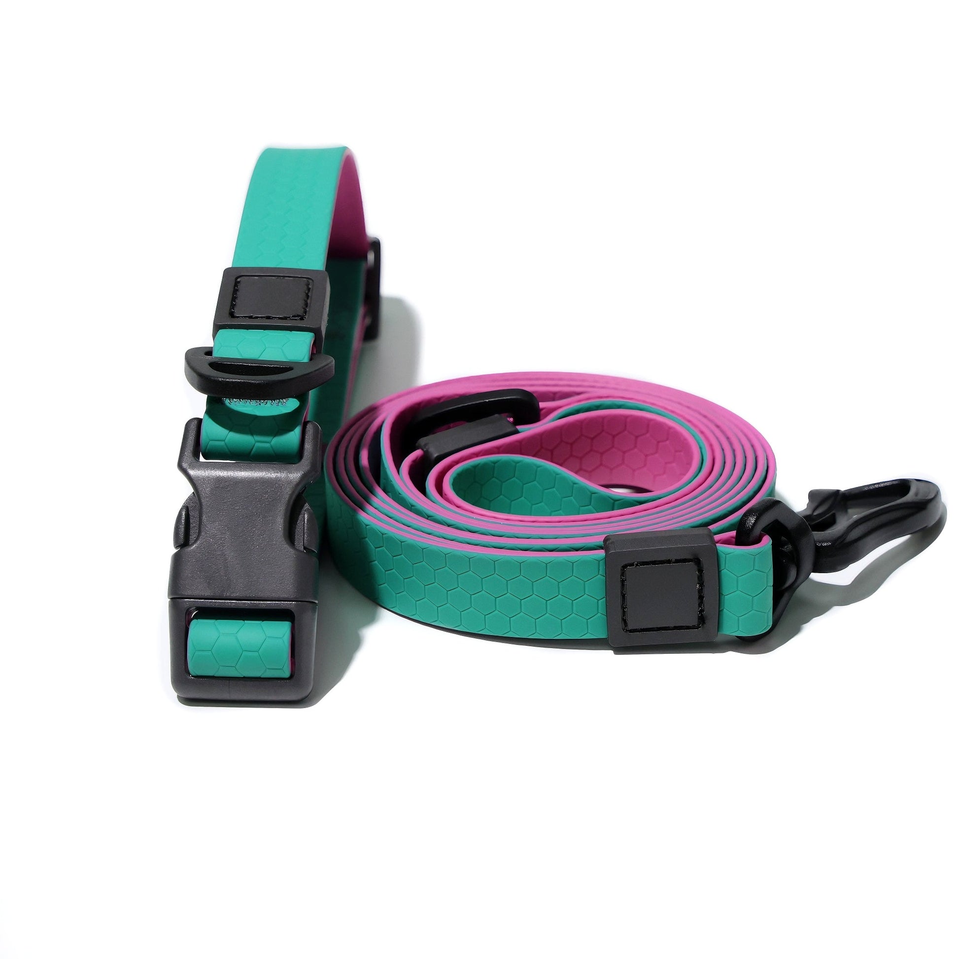KFX-1812797 Honeycomb Embossed Dual-Color Waterproof Dog Leash Set with Enhanced Grip