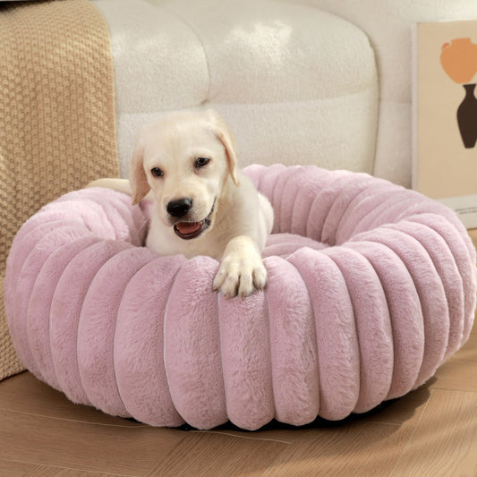 KFX-1813053 Cozy Round Plush Rabbit Mat for Cats and Dogs - Warm Winter Nest Bed