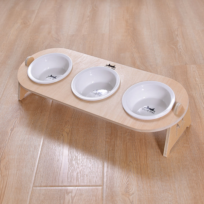 KFX-1813181 Ceramic Double Bowl Set with Stand for Cats and Small Dogs