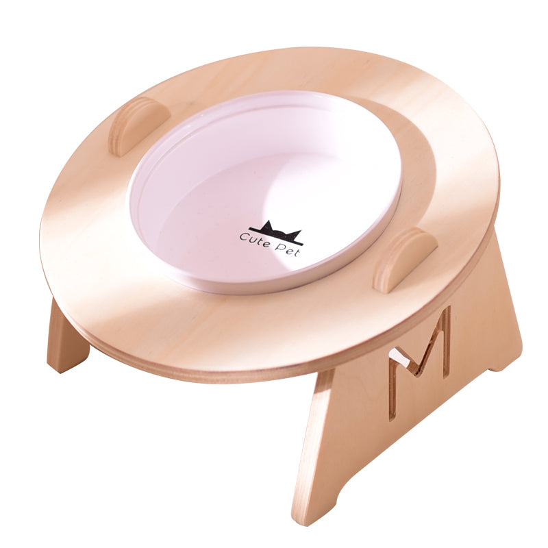 KFX-1813181 Ceramic Double Bowl Set with Stand for Cats and Small Dogs
