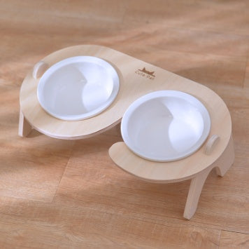 KFX-1813181 Ceramic Double Bowl Set with Stand for Cats and Small Dogs