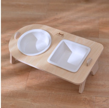 KFX-1813181 Ceramic Double Bowl Set with Stand for Cats and Small Dogs