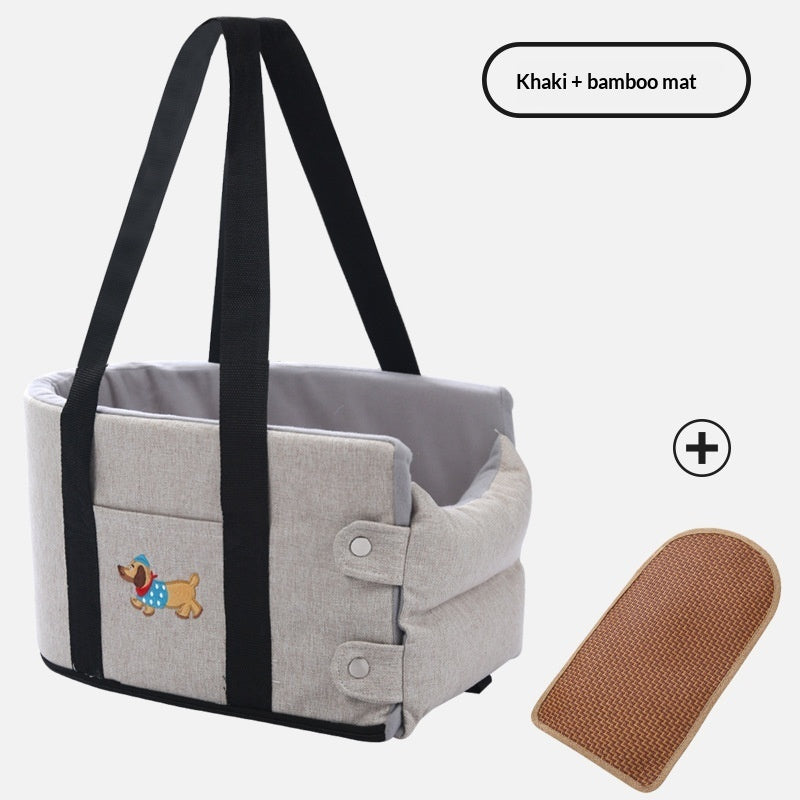 KFX-1815229 Portable Dog Car Center Console Nest with Soft Linen Fabric Options