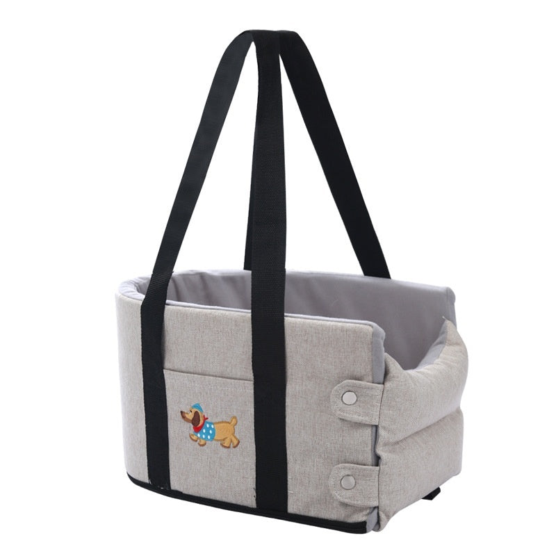 KFX-1815229 Portable Dog Car Center Console Nest with Soft Linen Fabric Options
