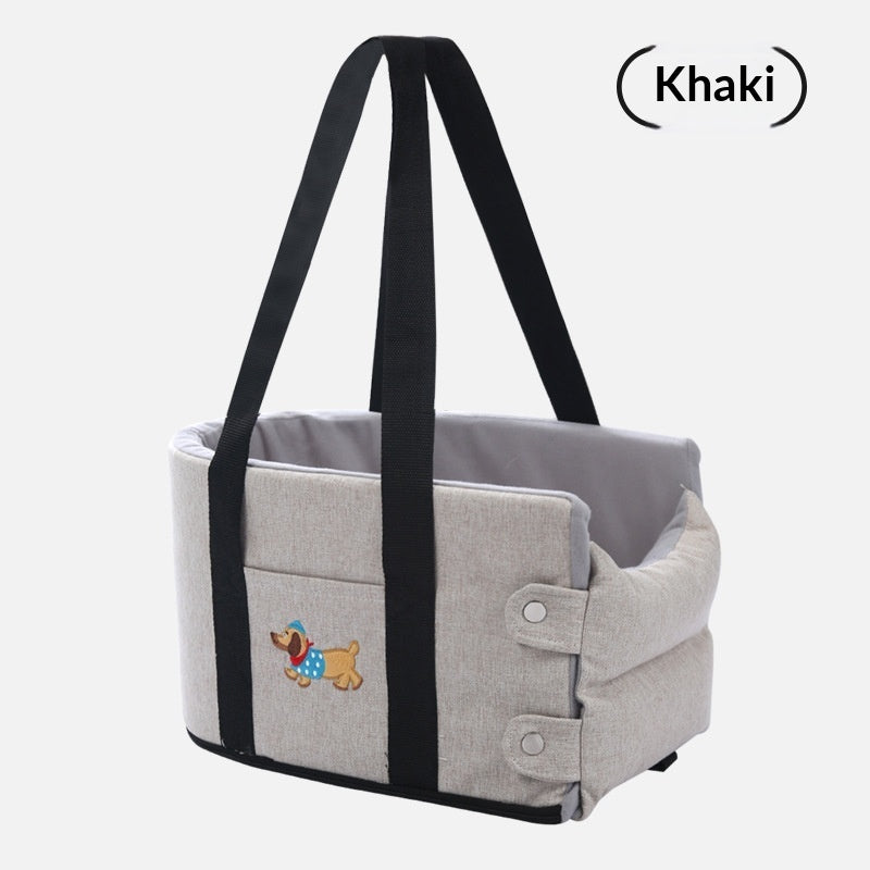 KFX-1815229 Portable Dog Car Center Console Nest with Soft Linen Fabric Options