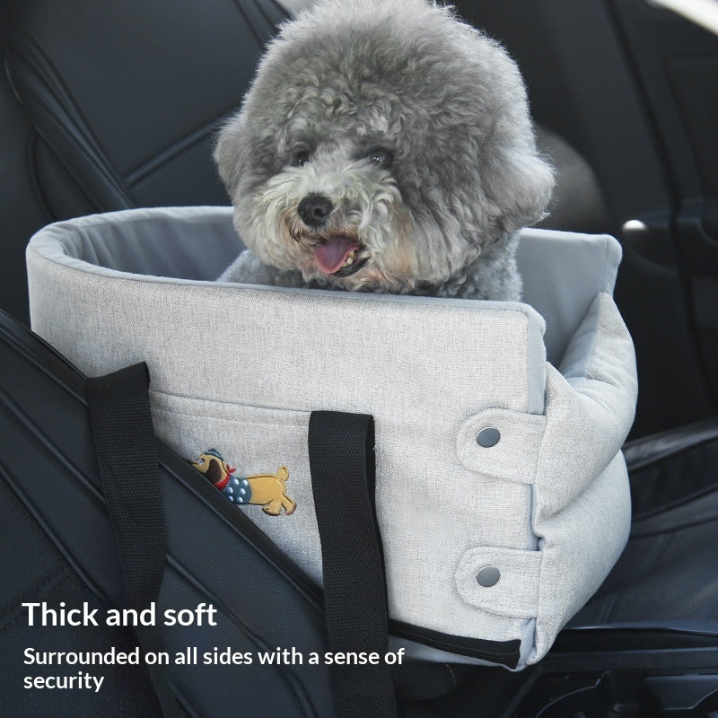KFX-1815229 Portable Dog Car Center Console Nest with Soft Linen Fabric Options