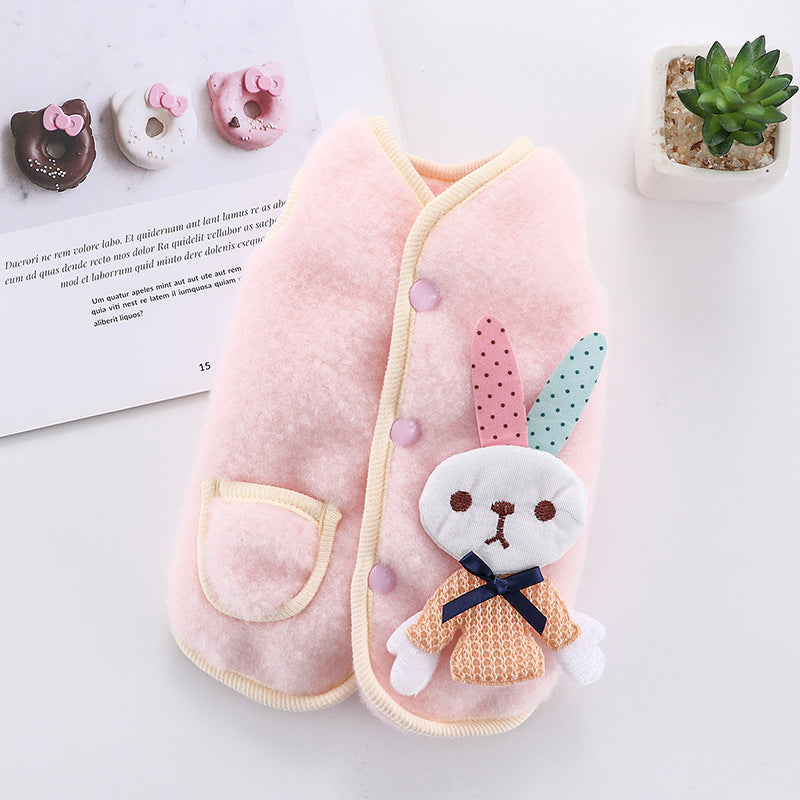 KFX-1817149 Cozy Casual Pet Vest for Dogs and Cats - Available in Pink and Blue Rabbit Designs, Multiple Sizes