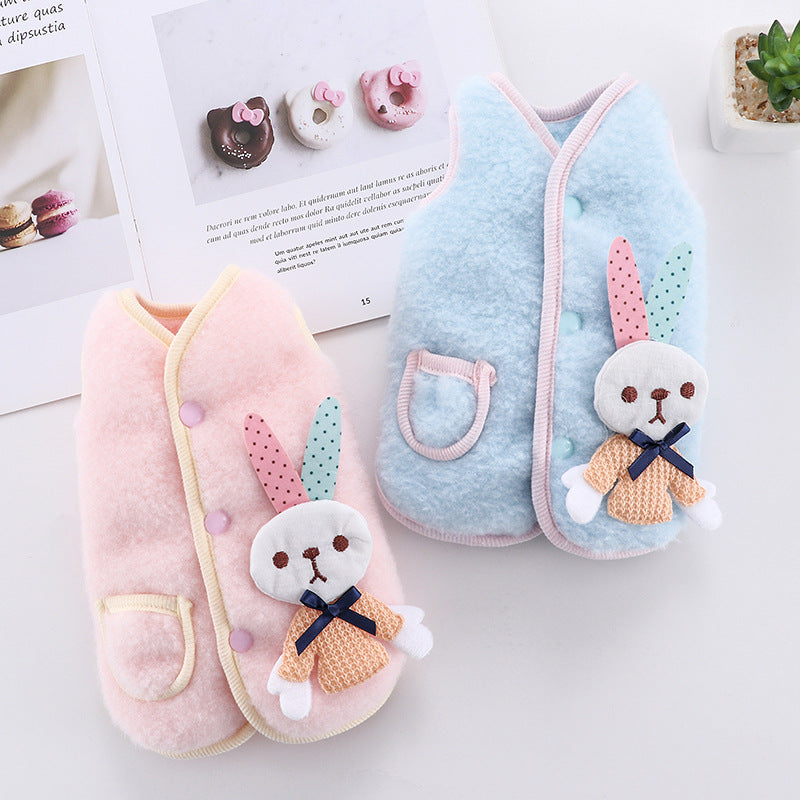 KFX-1817149 Cozy Casual Pet Vest for Dogs and Cats - Available in Pink and Blue Rabbit Designs, Multiple Sizes