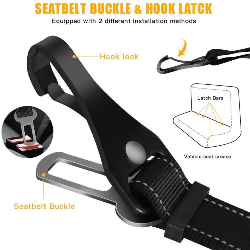 KFX-1818557 Multifunctional Reflective Elastic Seat Belt for Pets - Nylon, 54-90cm Length, 2.5cm Width