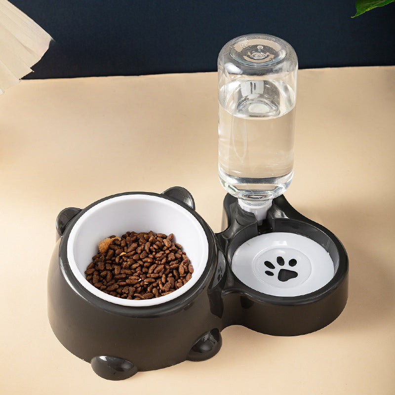 KFX-1818941 Tilted Pet Feeding Set with Removable Water Dispenser Bowl for Dogs and Cats