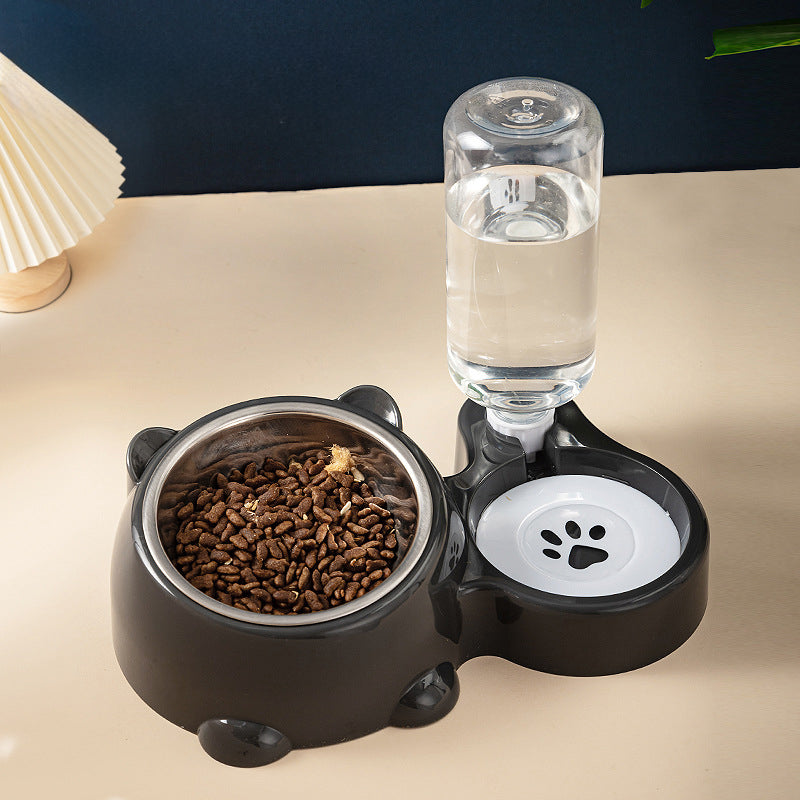 KFX-1818941 Tilted Pet Feeding Set with Removable Water Dispenser Bowl for Dogs and Cats