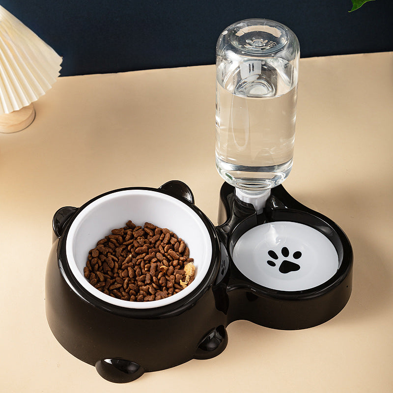 KFX-1818941 Tilted Pet Feeding Set with Removable Water Dispenser Bowl for Dogs and Cats