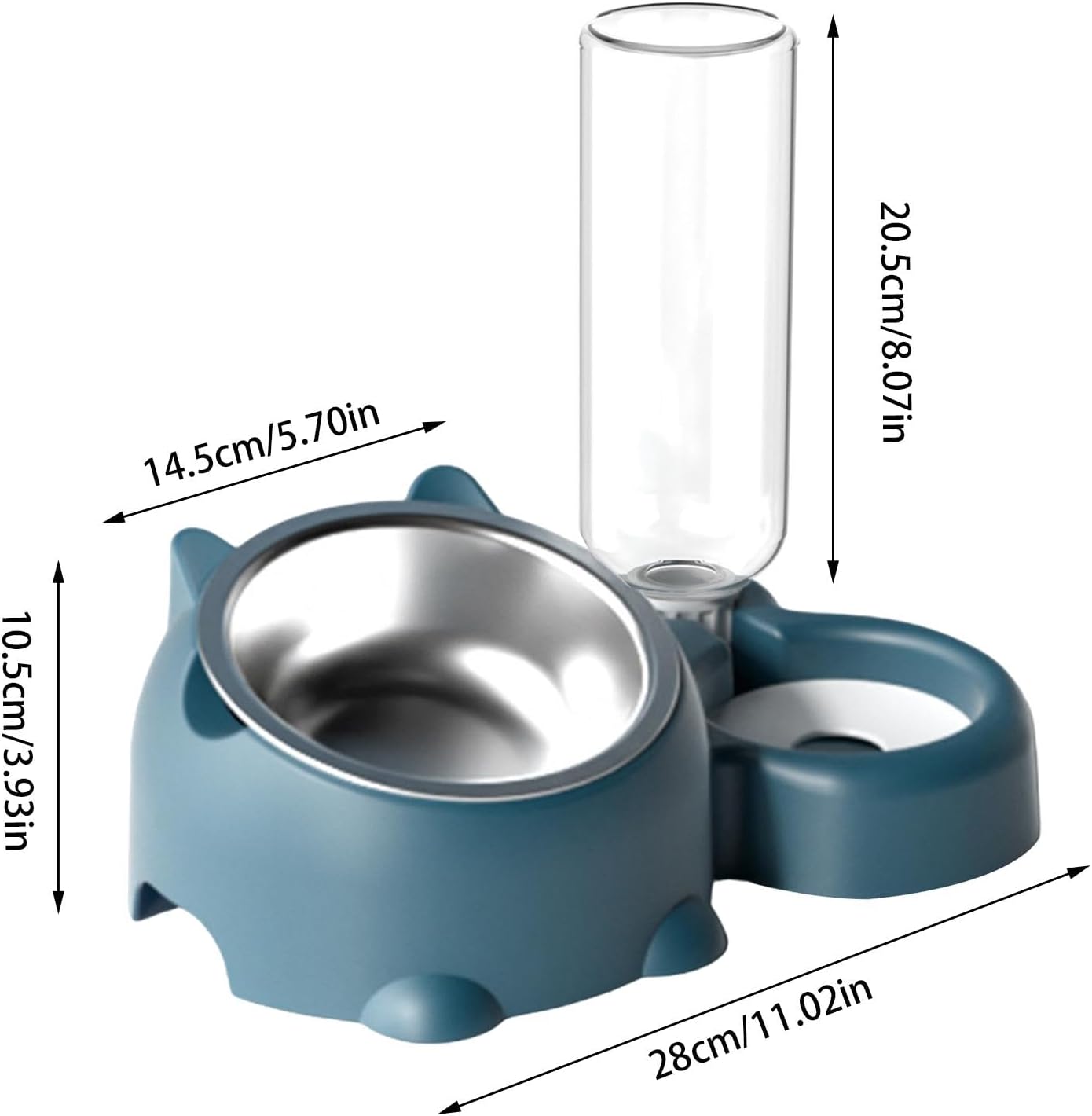 KFX-1818941 Tilted Pet Feeding Set with Removable Water Dispenser Bowl for Dogs and Cats