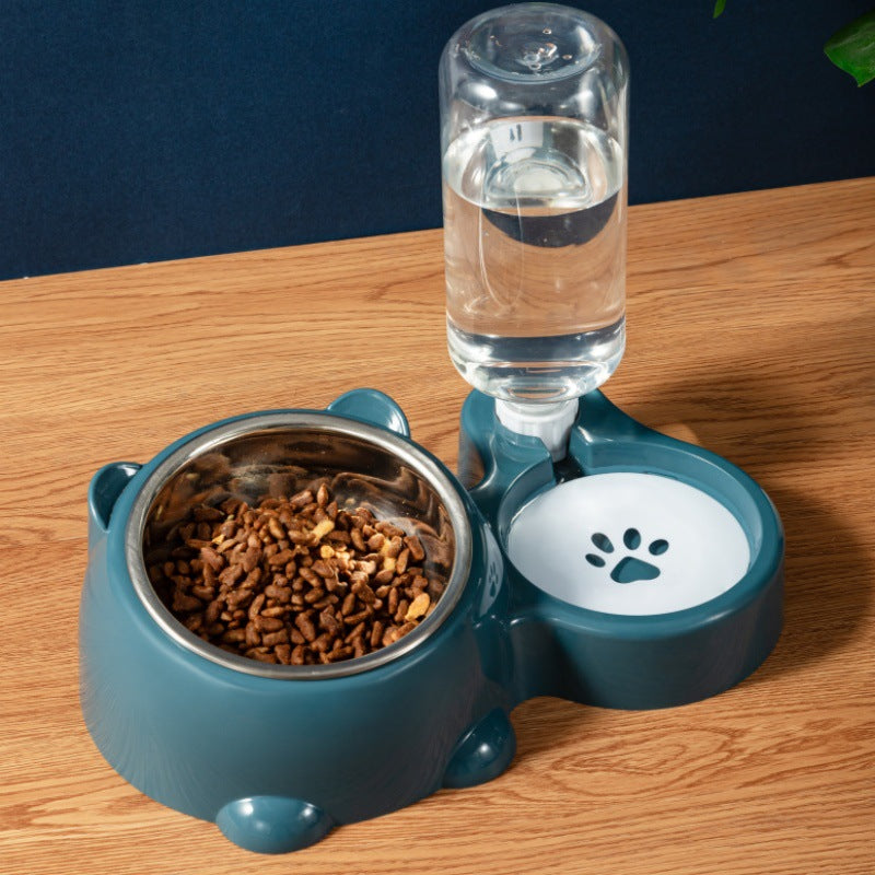 KFX-1818941 Tilted Pet Feeding Set with Removable Water Dispenser Bowl for Dogs and Cats