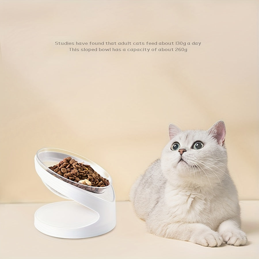 KFX-1822013 Elevated Cat Food Bowl with Anti-Vomit Tilt for Comfortable Feeding and Neck Protection