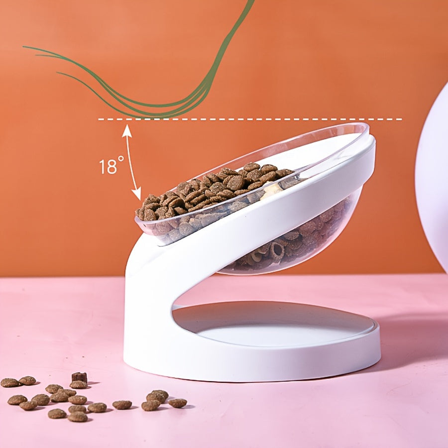 KFX-1822013 Elevated Cat Food Bowl with Anti-Vomit Tilt for Comfortable Feeding and Neck Protection