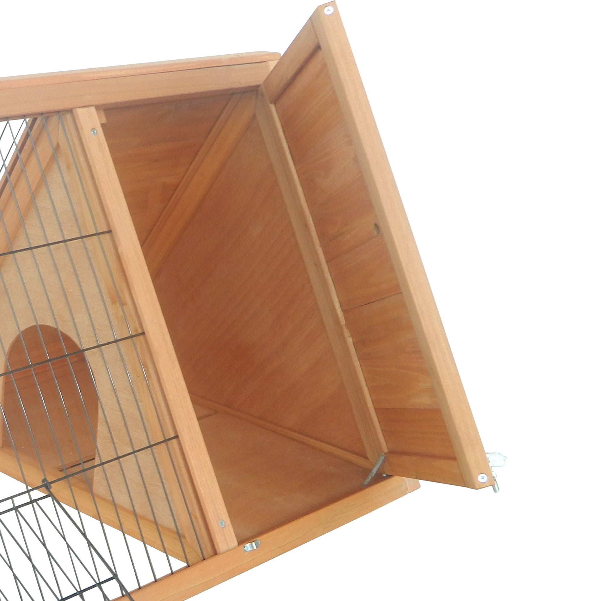 KFX-1822397 Outdoor Rabbit Hutch with Indoor Sleeping Area and Ventilated Design