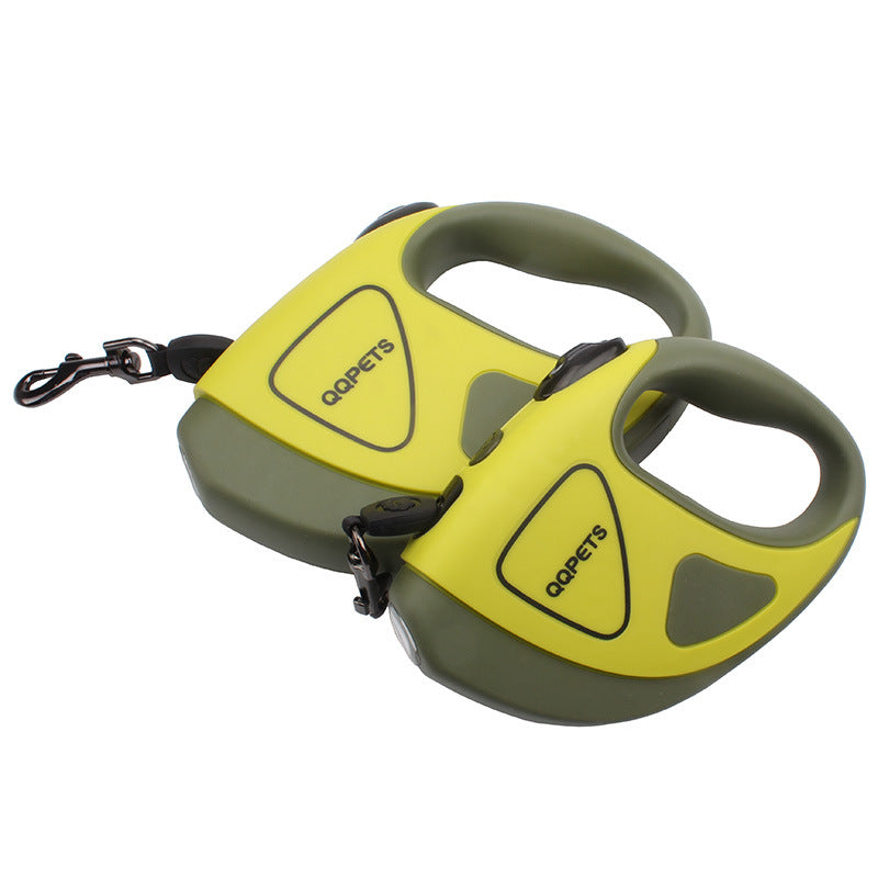 KFX-1824317 Retractable Dog Traction Rope with Light - Scalable, Available in Black & White, Green, Red, Lengths of 3m & 5m