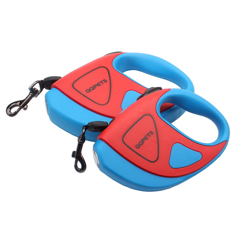 KFX-1824317 Retractable Dog Traction Rope with Light - Scalable, Available in Black & White, Green, Red, Lengths of 3m & 5m