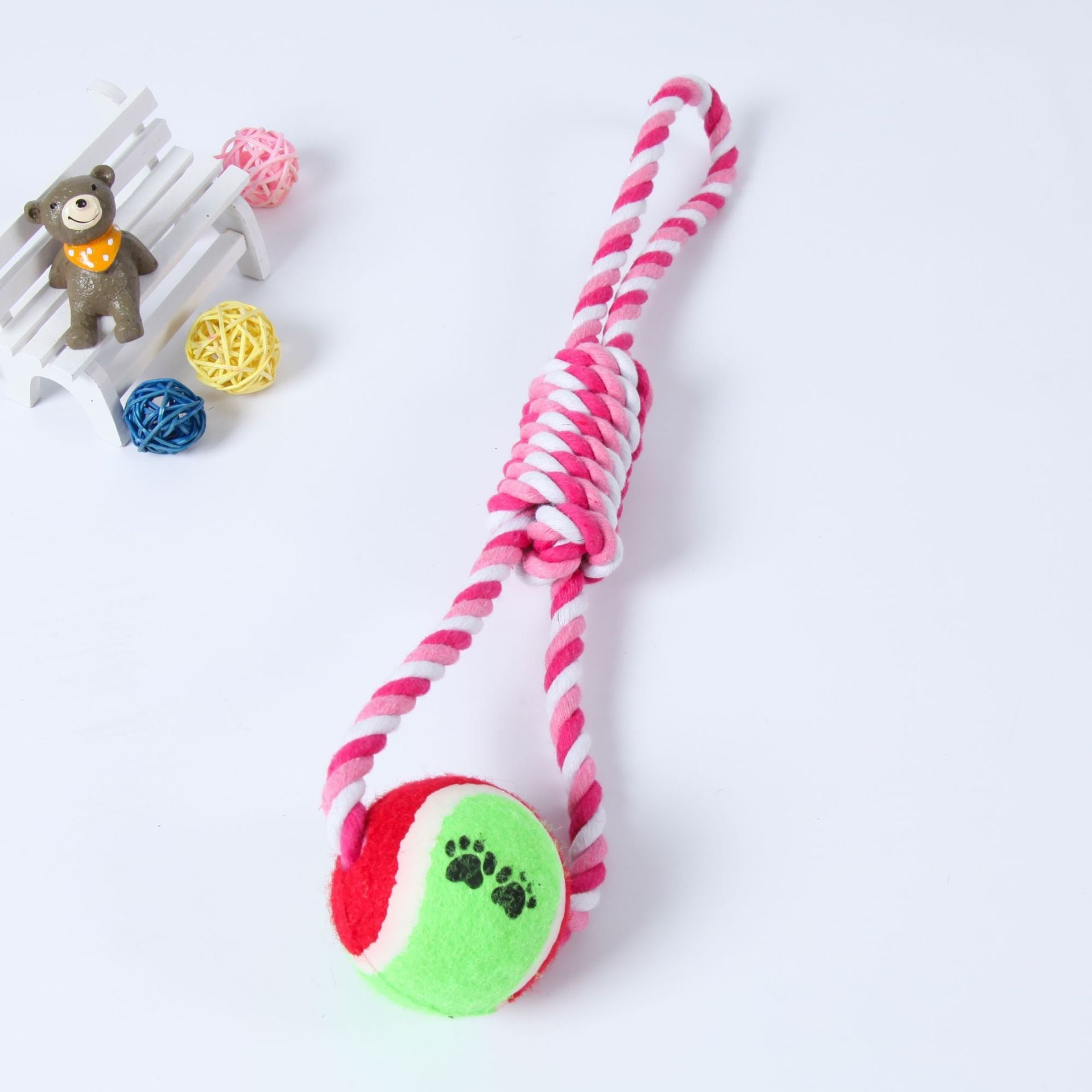 KFX-1825341 Durable Cotton String Dog Toy for Medium to Large Dogs - 38cm in Red, White, and Blue