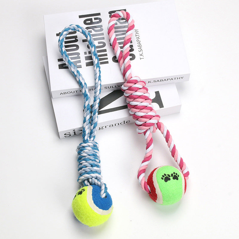 KFX-1825341 Durable Cotton String Dog Toy for Medium to Large Dogs - 38cm in Red, White, and Blue