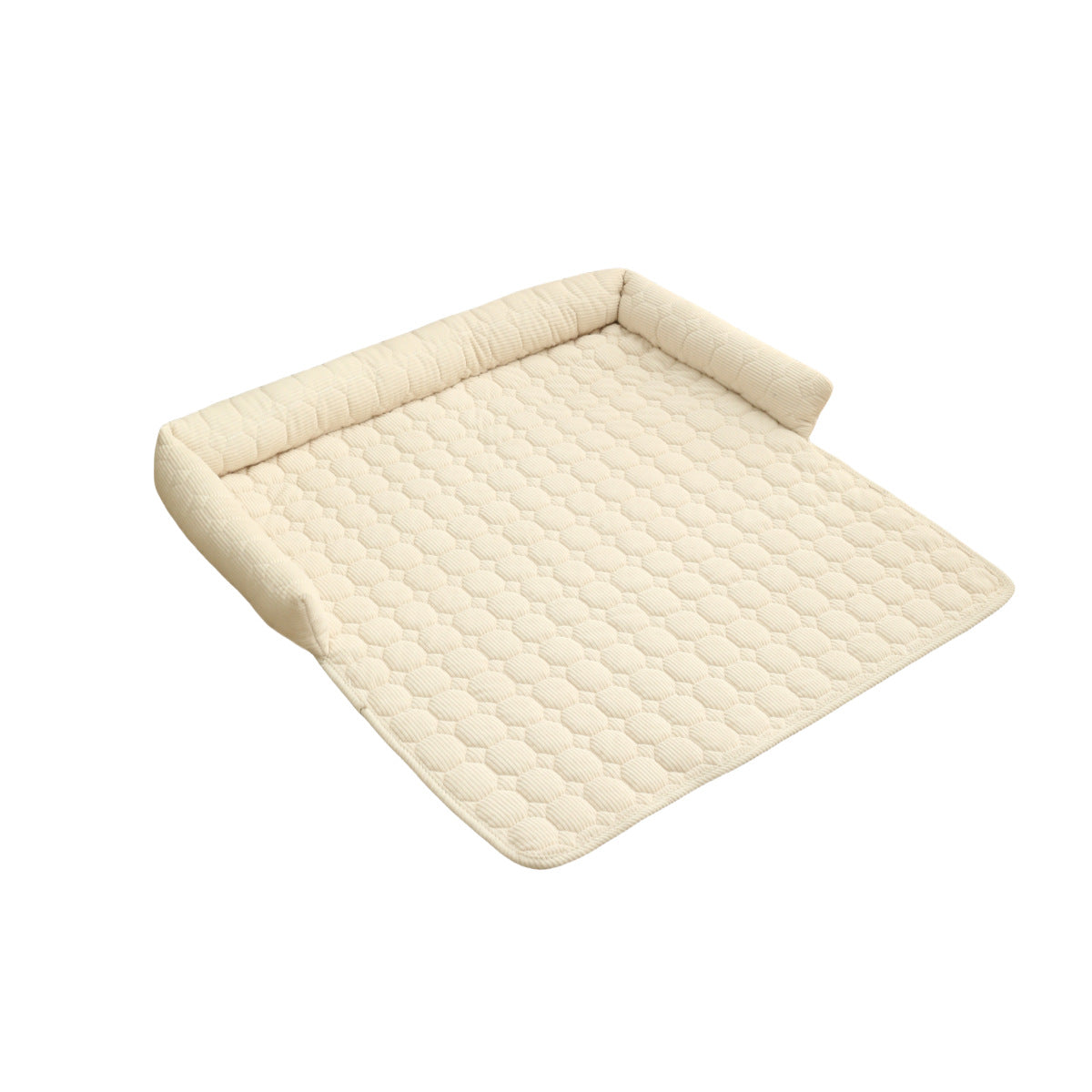 KFX-1826365 Corduroy Pet Bed with Neck Pillow – Soft and Thick Calming Mat for Home, Car, and Outdoor Use (75x75CM)