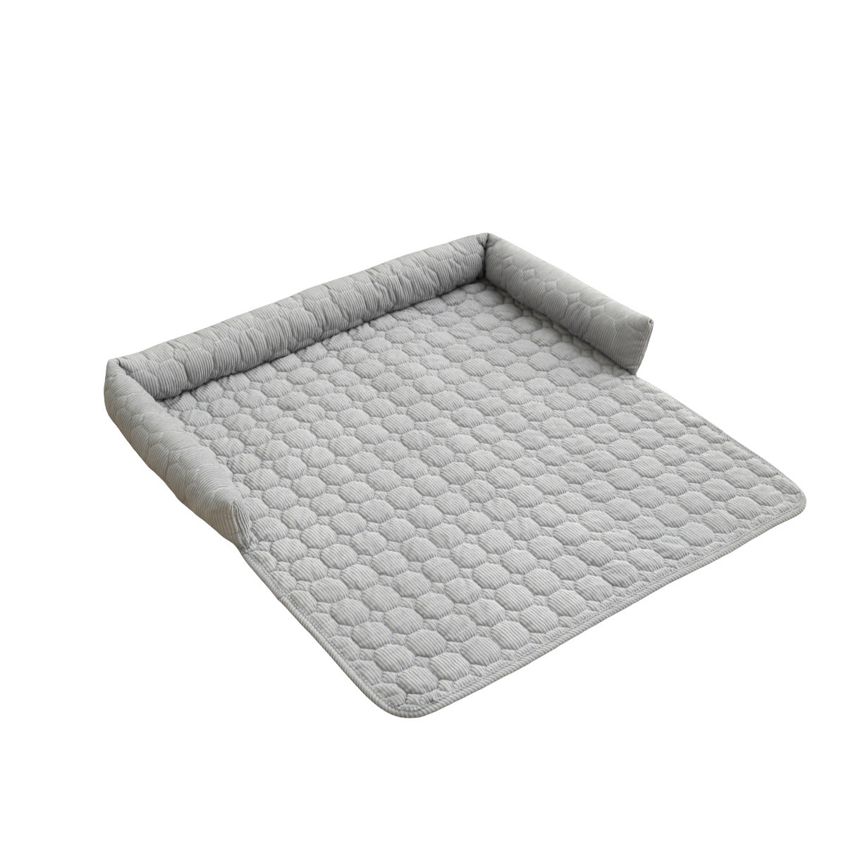KFX-1826365 Corduroy Pet Bed with Neck Pillow – Soft and Thick Calming Mat for Home, Car, and Outdoor Use (75x75CM)