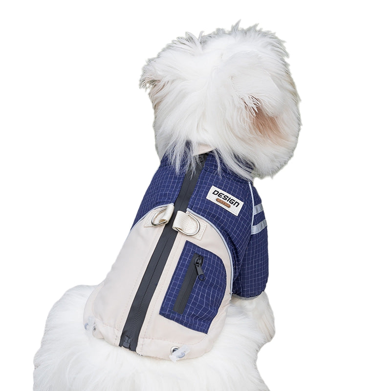 KFX-1829053 Outdoor Adventure Vest for Small and Medium Dogs, Warm Cotton Windbreaker with Leash Ring and Secure Pocket