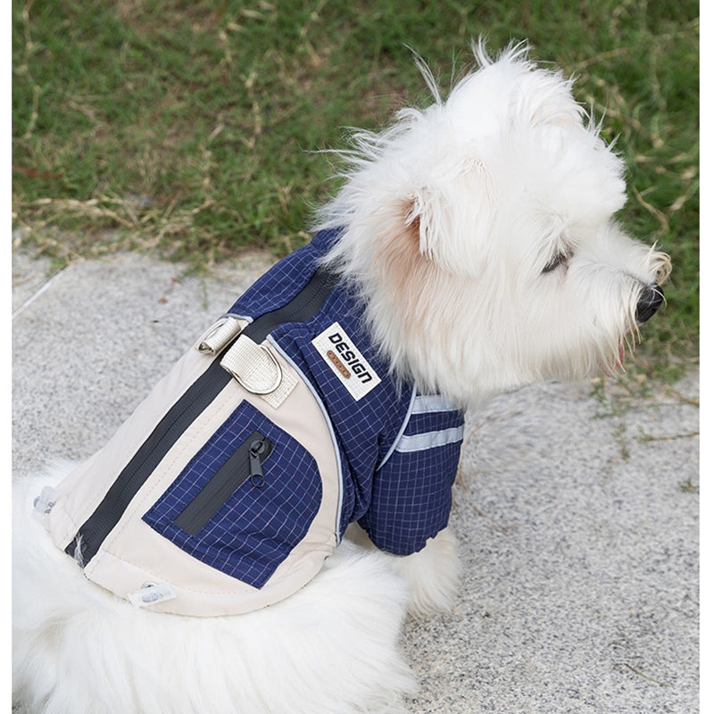 KFX-1829053 Outdoor Adventure Vest for Small and Medium Dogs, Warm Cotton Windbreaker with Leash Ring and Secure Pocket