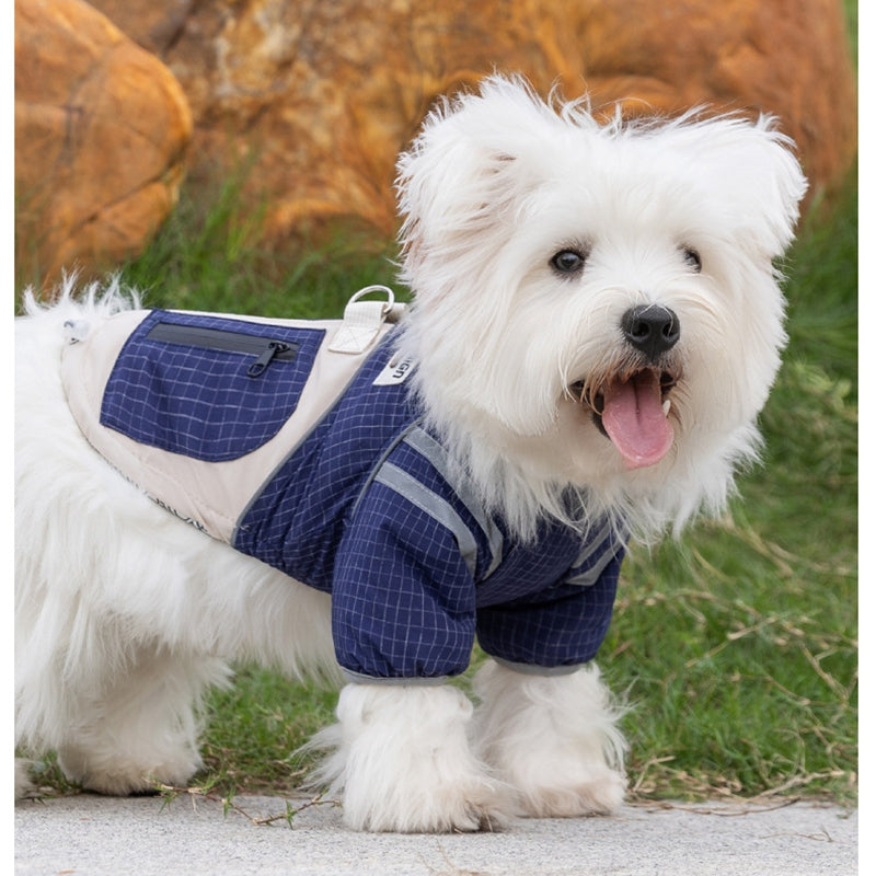 KFX-1829053 Outdoor Adventure Vest for Small and Medium Dogs, Warm Cotton Windbreaker with Leash Ring and Secure Pocket