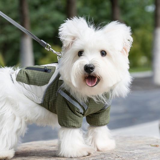 KFX-1829053 Outdoor Adventure Vest for Small and Medium Dogs, Warm Cotton Windbreaker with Leash Ring and Secure Pocket