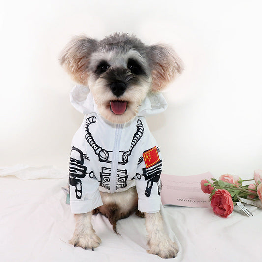 KFX-1830845 Cosmic Adventure Padded Jacket for Pets - Teddy Bear Design in Black and White