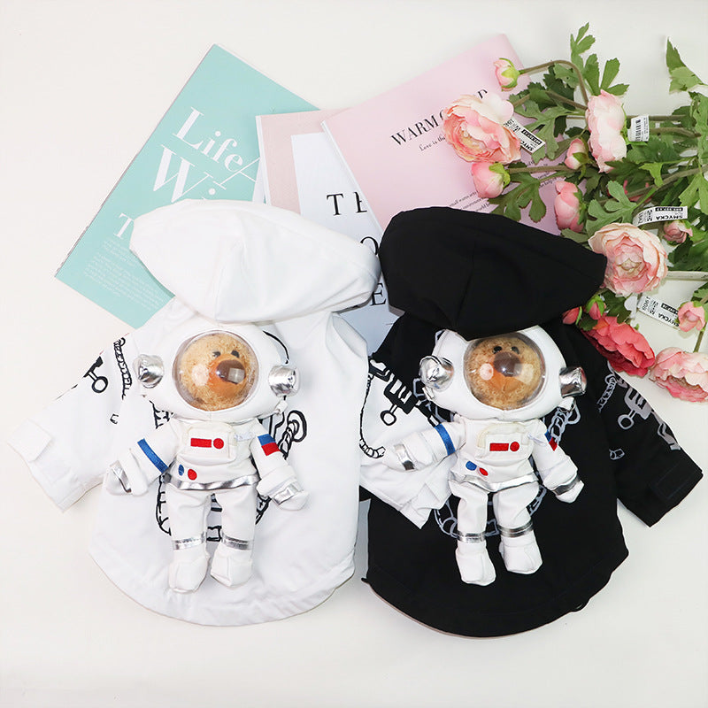 KFX-1830845 Cosmic Adventure Padded Jacket for Pets - Teddy Bear Design in Black and White