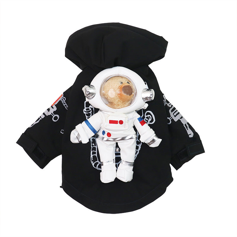 KFX-1830845 Cosmic Adventure Padded Jacket for Pets - Teddy Bear Design in Black and White